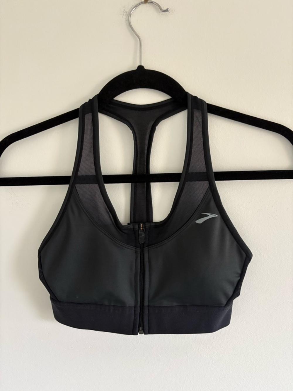 Brooks FastForward Zip Black Front-Zip Sports Bra - Women Sz Small